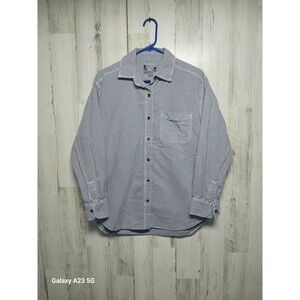 C&C California Shirts Womens Small Blue Sunwashed Button Up 100% Cotton Oversize